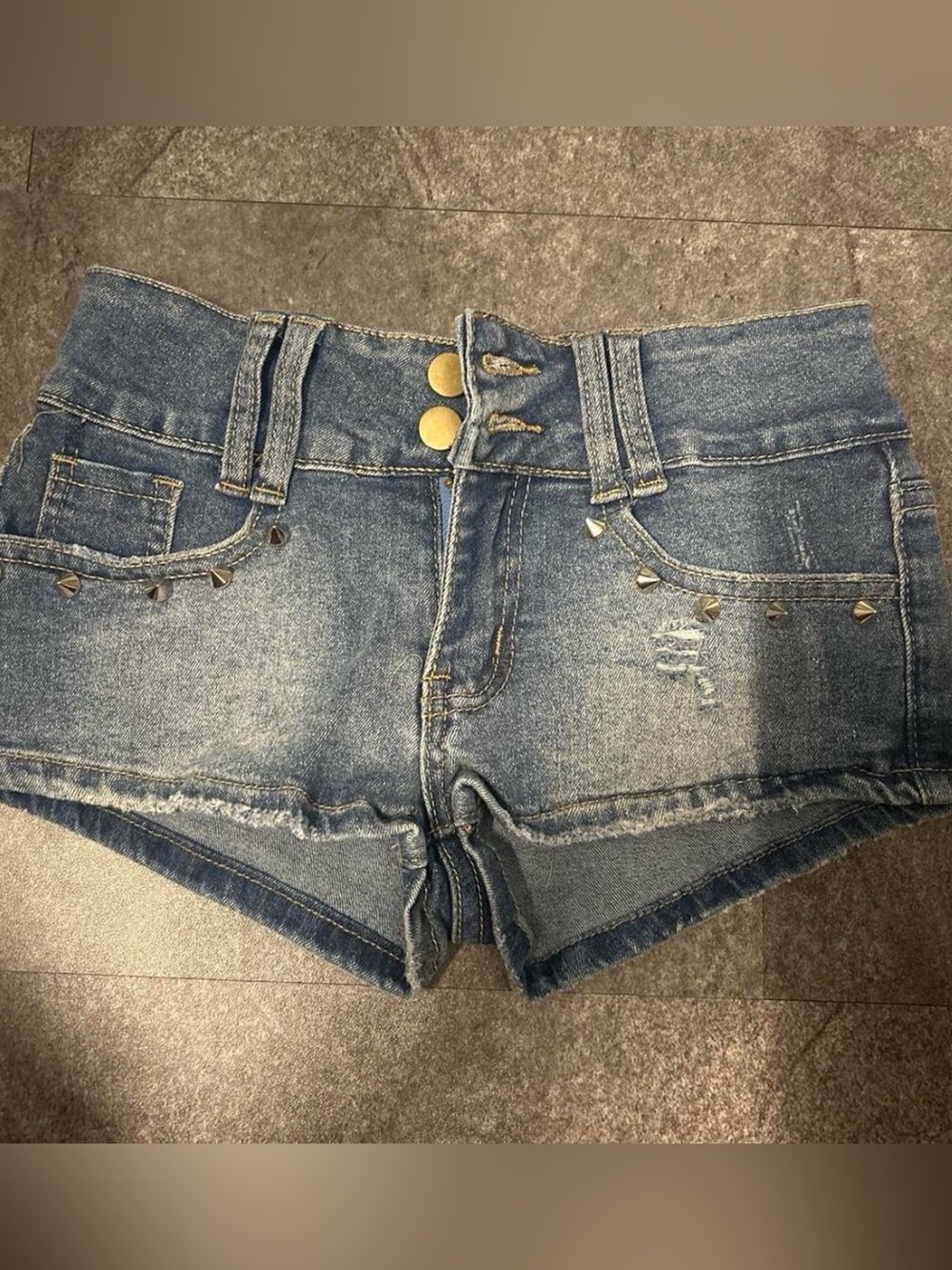Low Rise Distressed Denim Shorts